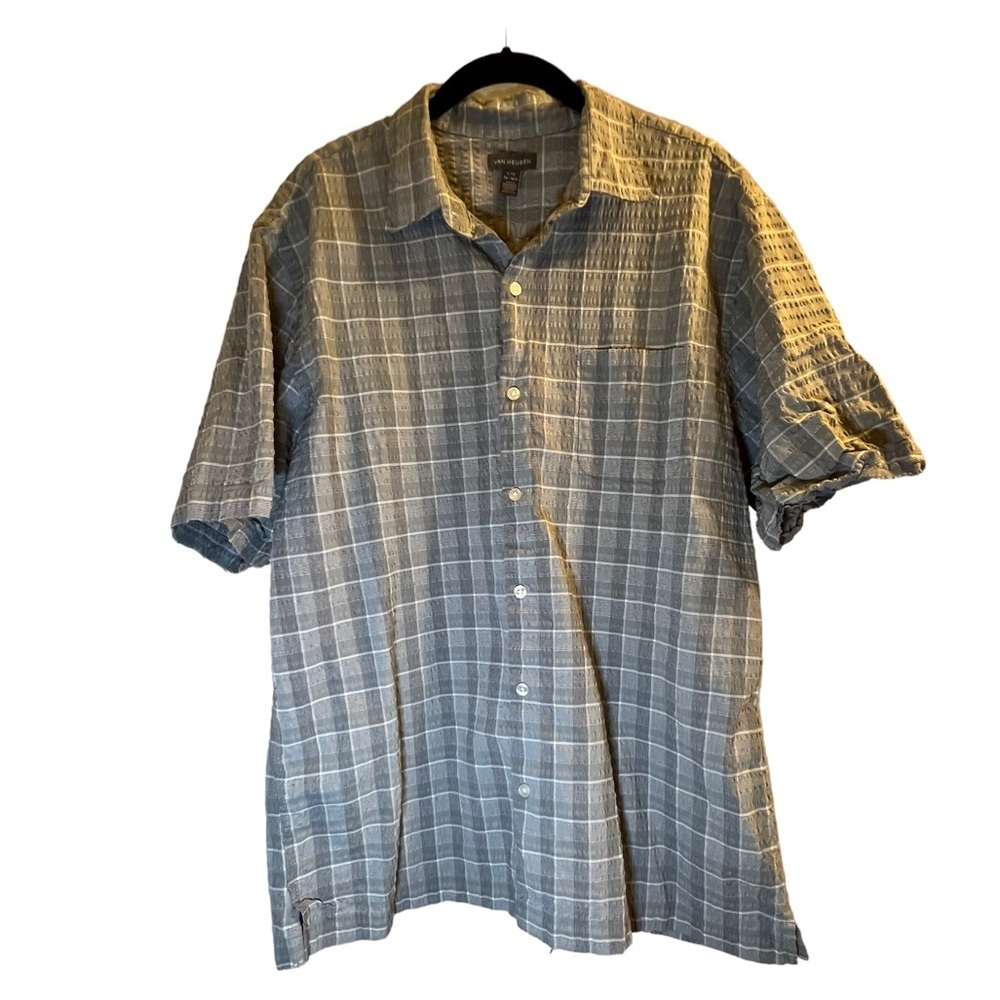 𝅺VAN Heusen Dress Shirt Gray Sz L